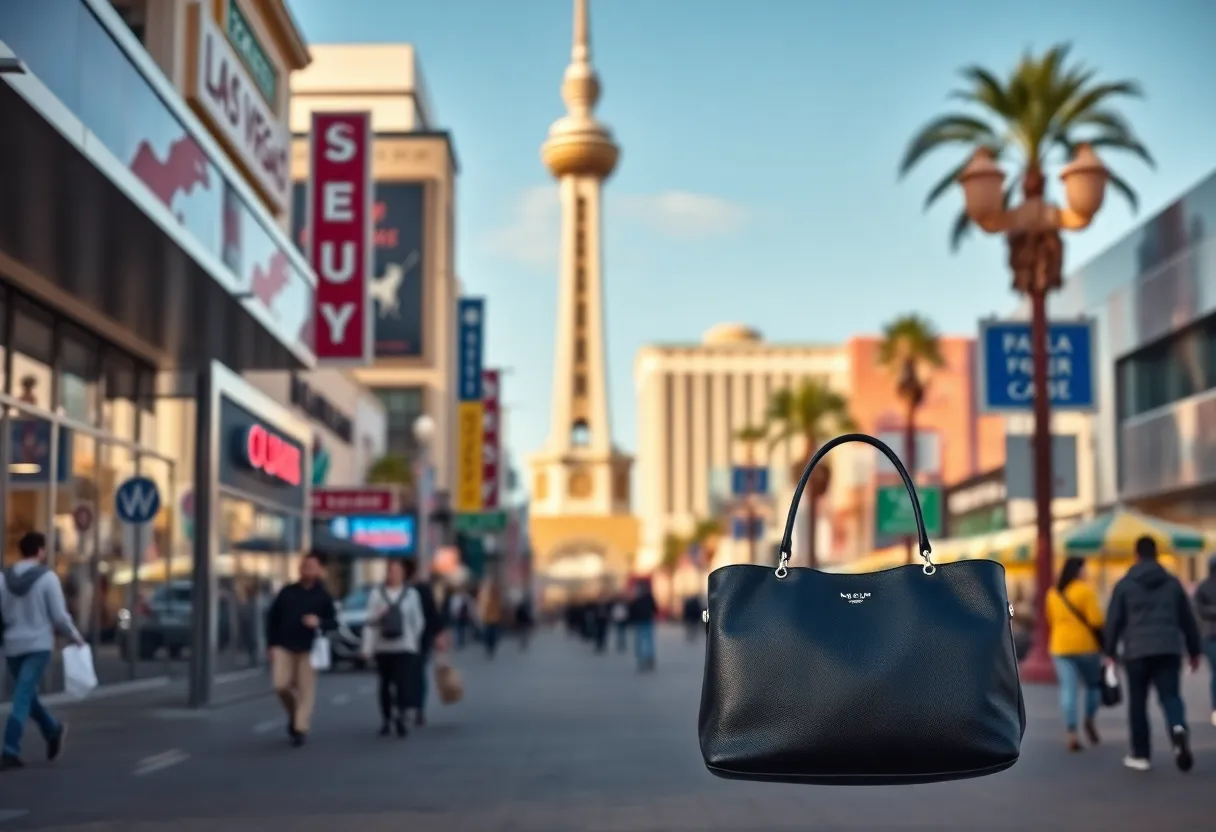 A scene of a Las Vegas business district highlighting public safety.