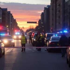 Emergency responders at a car crash site in Las Vegas