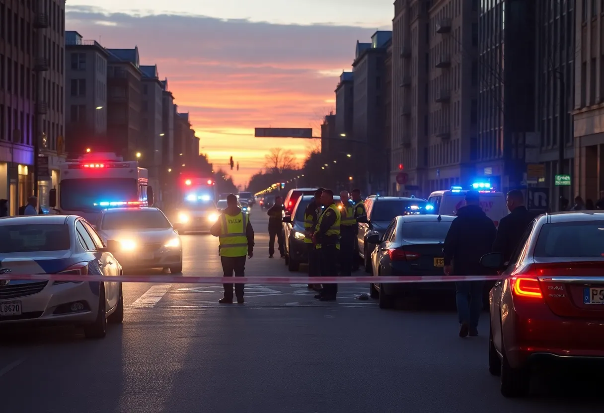 Emergency responders at a car crash site in Las Vegas
