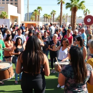 Diverse community members engaged in various activities during Las Vegas events.