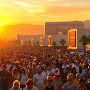 Community members navigating Las Vegas during extreme heat
