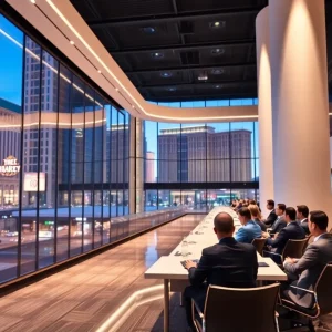 Las Vegas Convention Center with executives discussing strategies