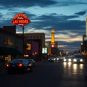 Street view of Las Vegas evoking a sense of crime and mystery