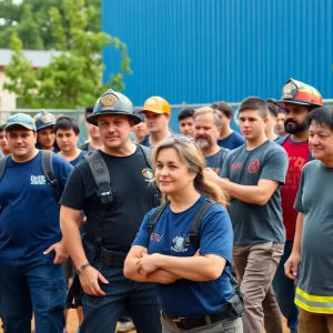 Participants in the Las Vegas firefighter boot camp training