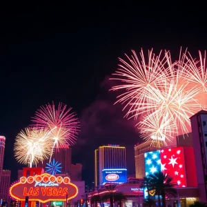 Fireworks over Las Vegas during the Fourth of July celebration