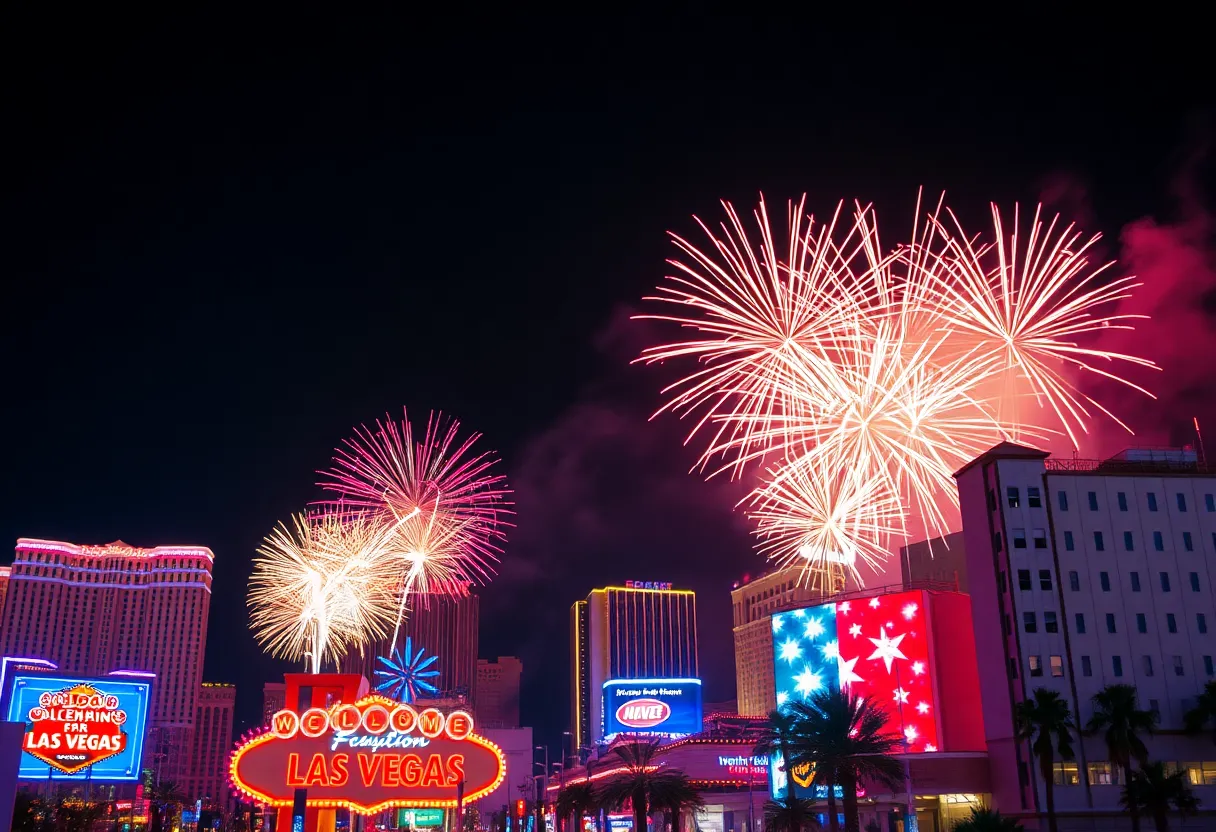 Fireworks over Las Vegas during the Fourth of July celebration