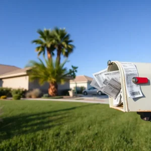 Suburban neighborhood in Las Vegas with signs of economic distress