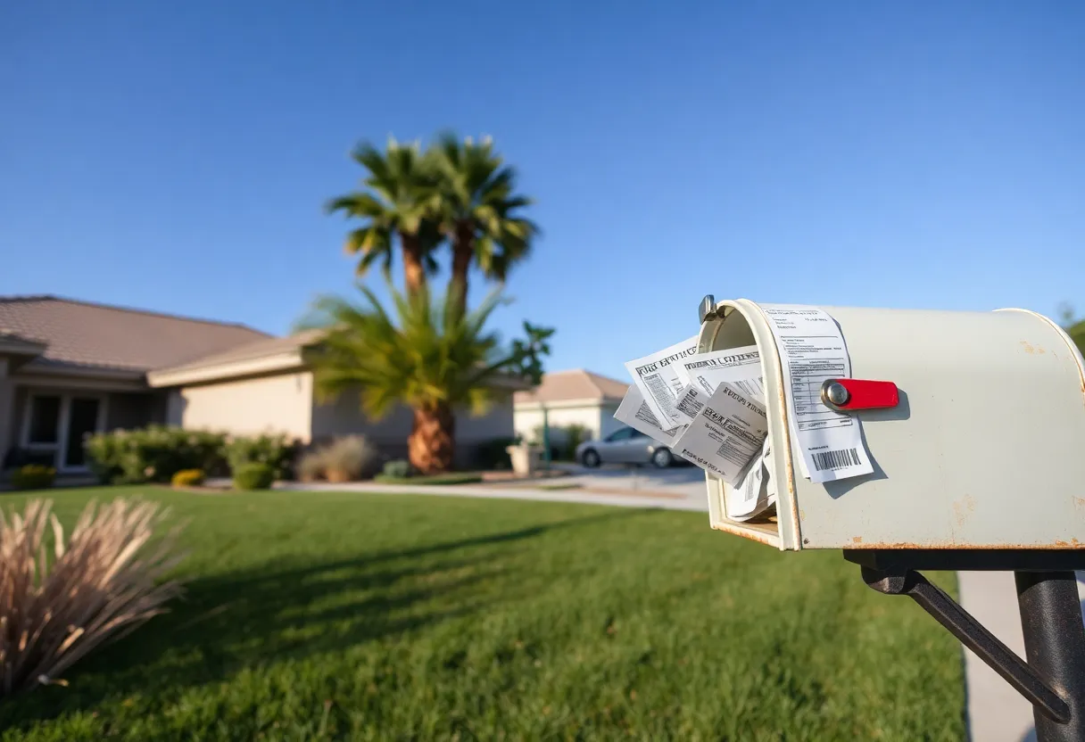 Suburban neighborhood in Las Vegas with signs of economic distress