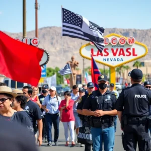 Symbolic representation of law enforcement in Las Vegas with immigration elements.
