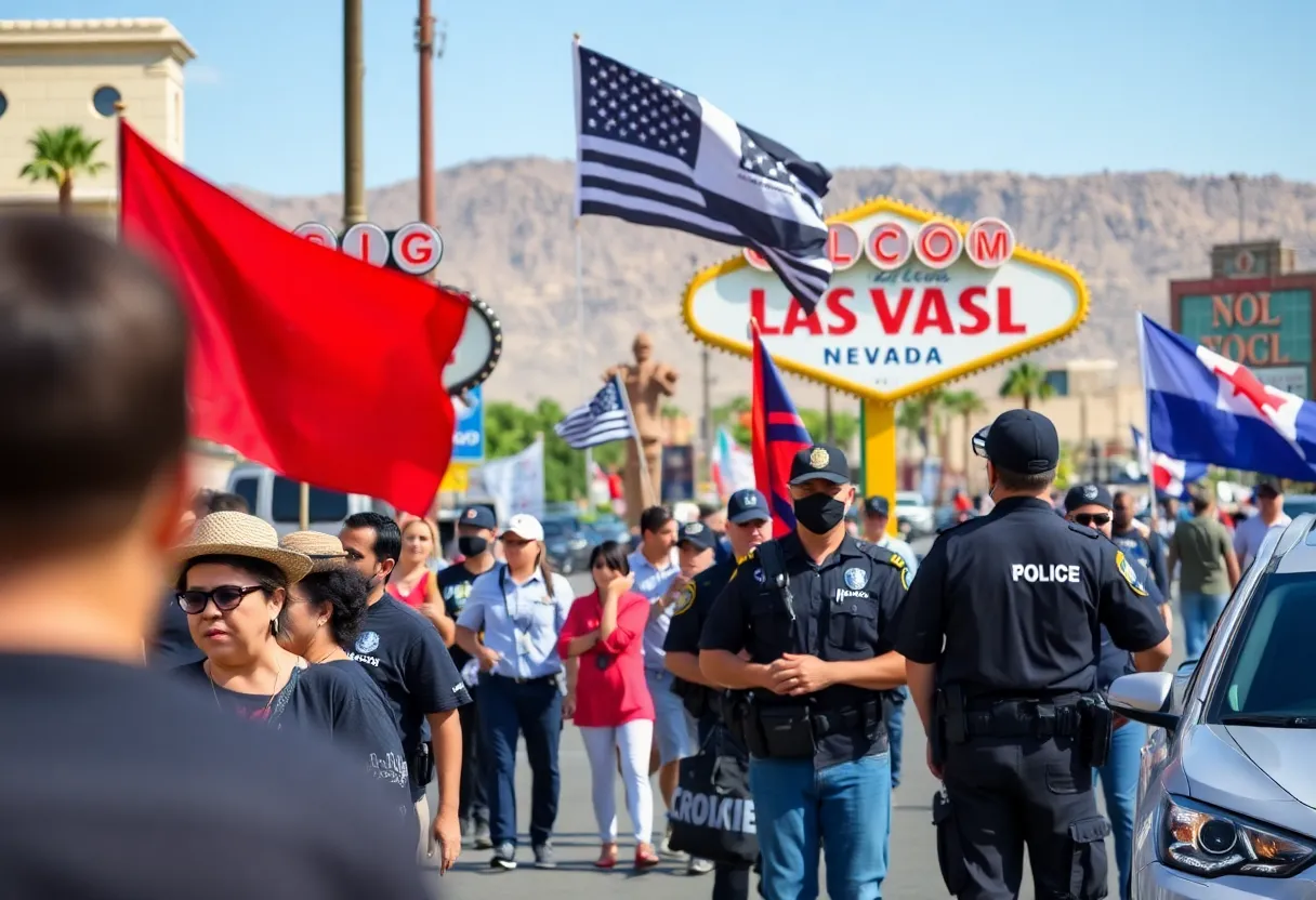 Symbolic representation of law enforcement in Las Vegas with immigration elements.