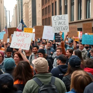 Crowd of protesters against ICE in Las Vegas