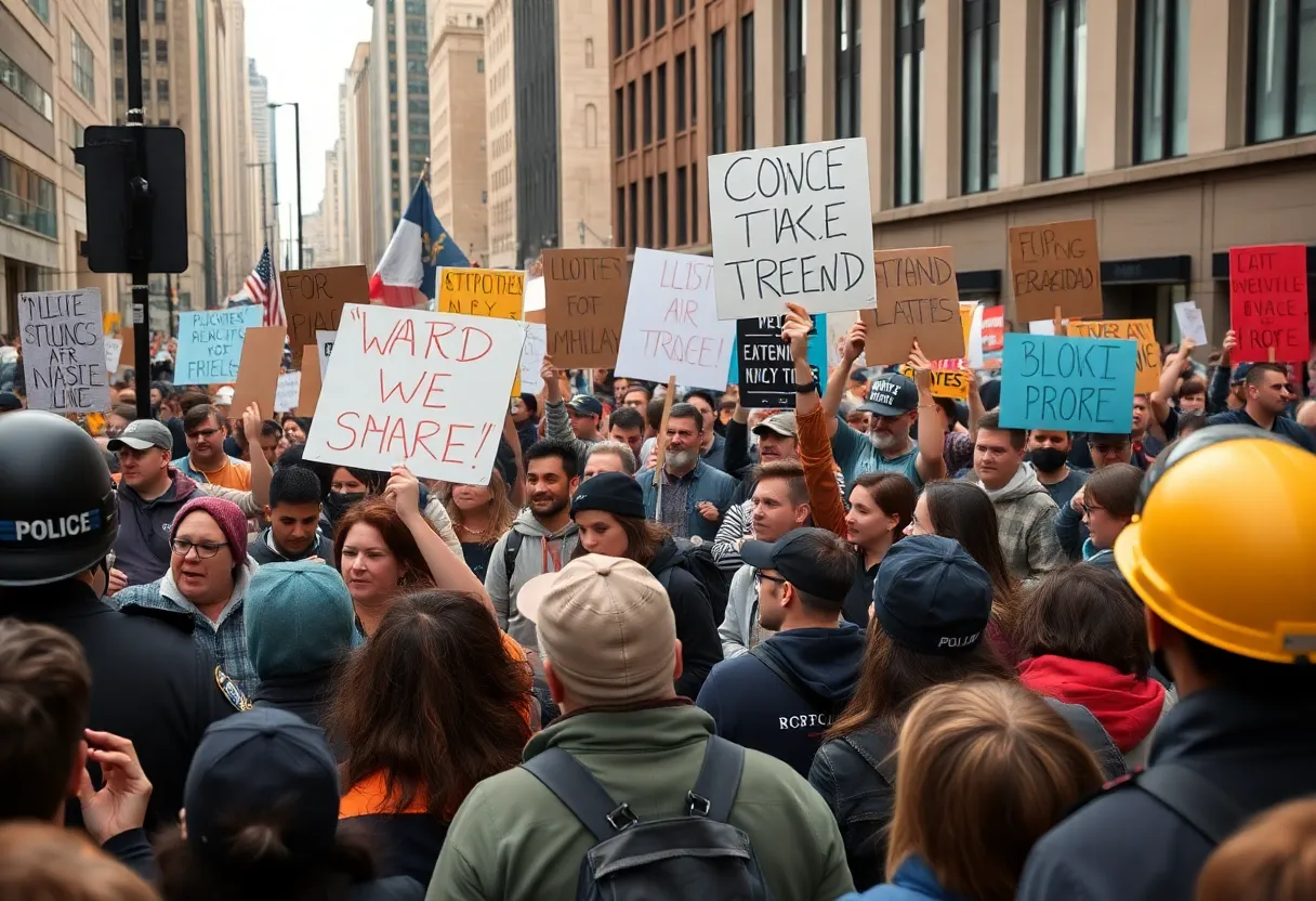 Crowd of protesters against ICE in Las Vegas