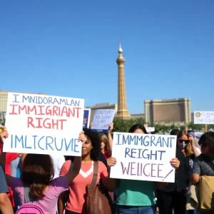 Crowd at a peaceful immigrant rights protest in Las Vegas
