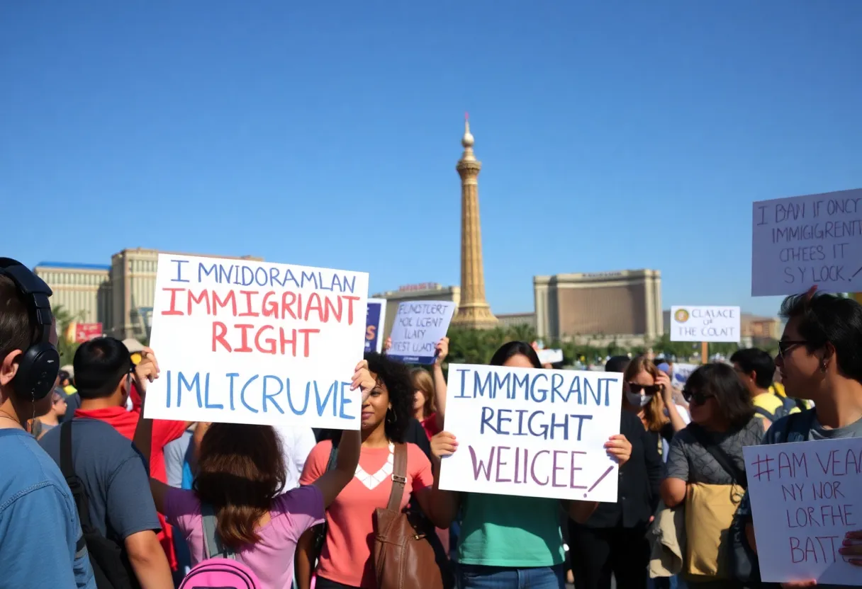 Crowd at a peaceful immigrant rights protest in Las Vegas