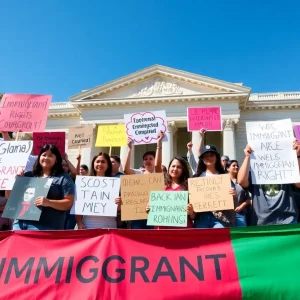 Diverse crowd of protestors at Las Vegas immigration rights rally