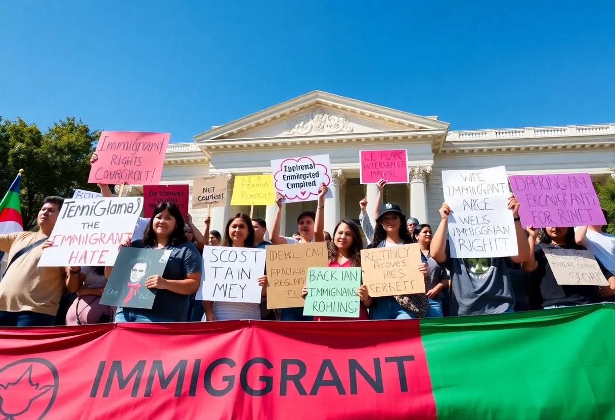 Diverse crowd of protestors at Las Vegas immigration rights rally