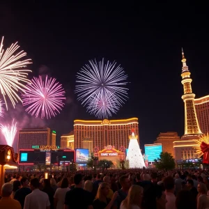 Fireworks lighting up the Las Vegas skyline during Independence Day celebrations