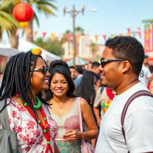 Celebration of Juneteenth in Las Vegas with attendees enjoying various cultural activities.