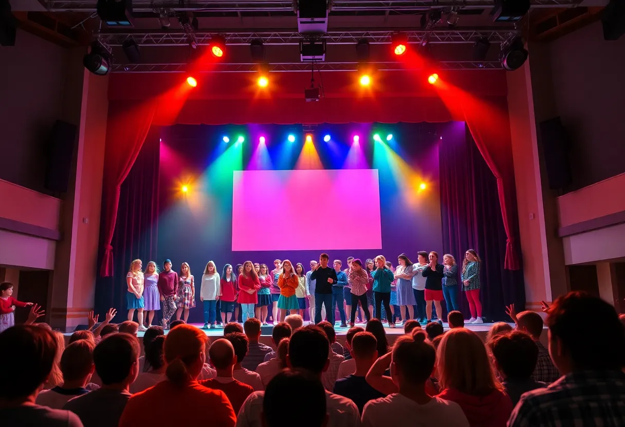 Students from Las Vegas performing on Broadway stage at Musical Theatre Awards