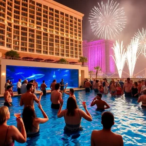 Night Swim event at Golden Nugget with poolside entertainment and fireworks