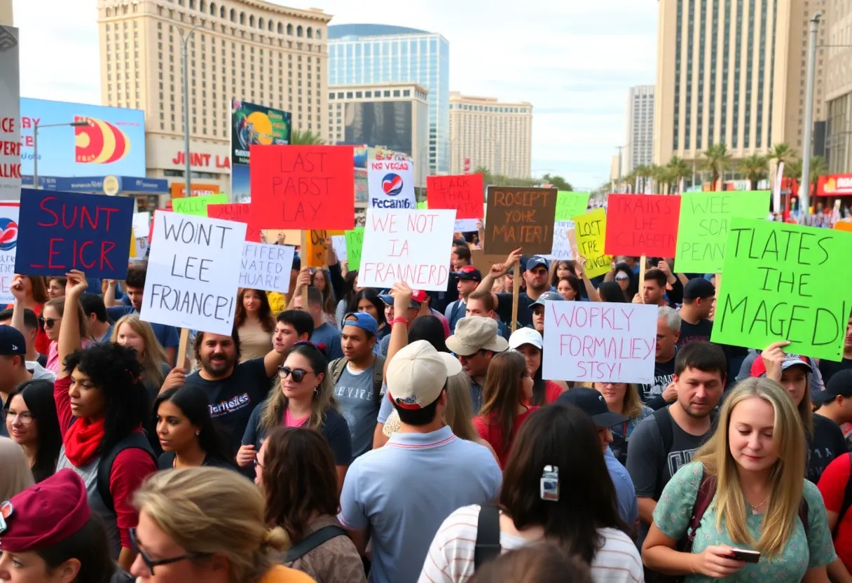 Crowd of protesters at Las Vegas No Kings demonstration