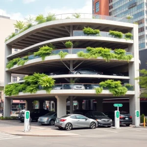 Conceptual design of the new multi-level parking garage in Las Vegas