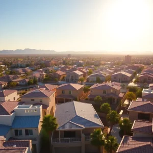 Las Vegas skyline with residential properties