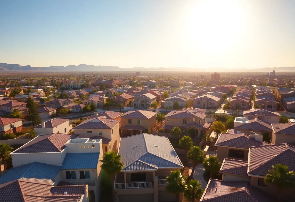 Las Vegas skyline with residential properties