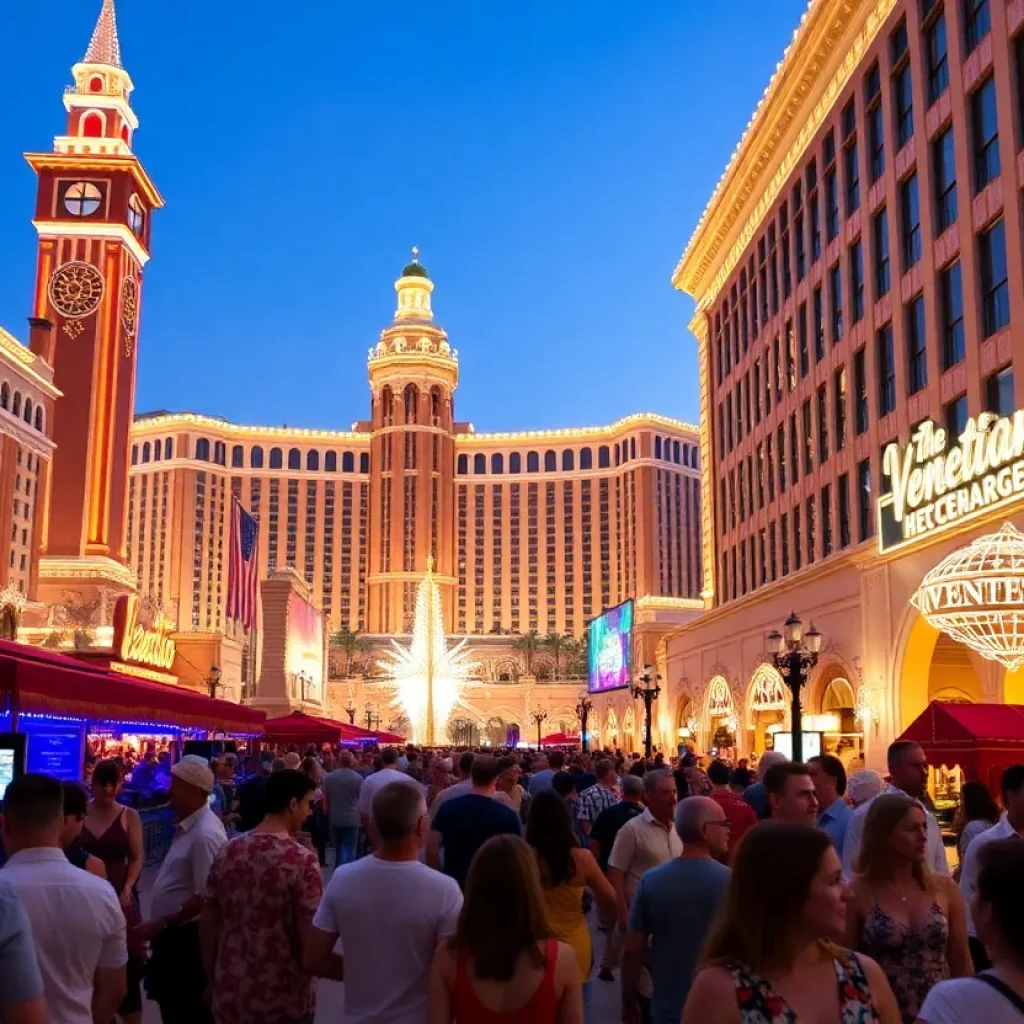 Vibrant scene at The Venetian resort in Las Vegas