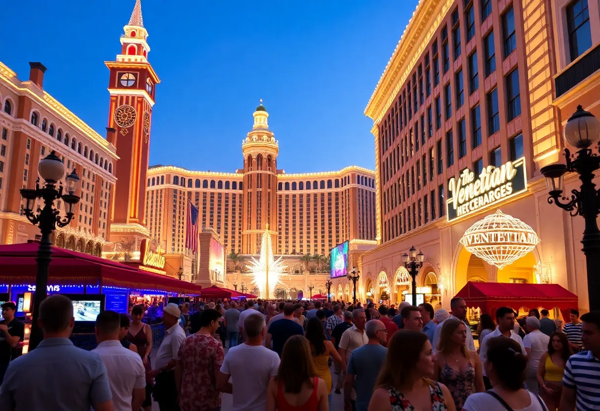 Vibrant scene at The Venetian resort in Las Vegas