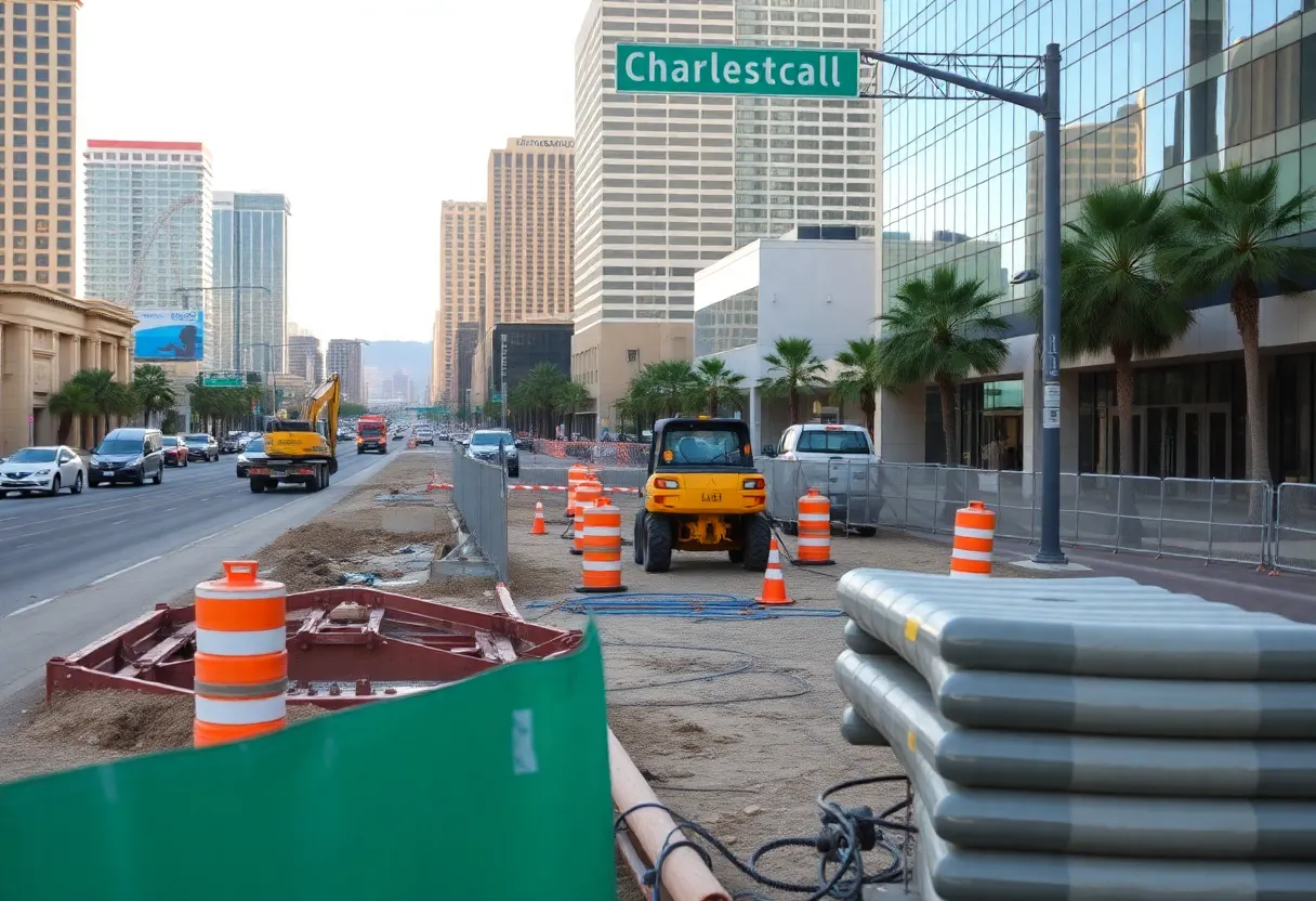 Construction workers at storm drain project site in Las Vegas