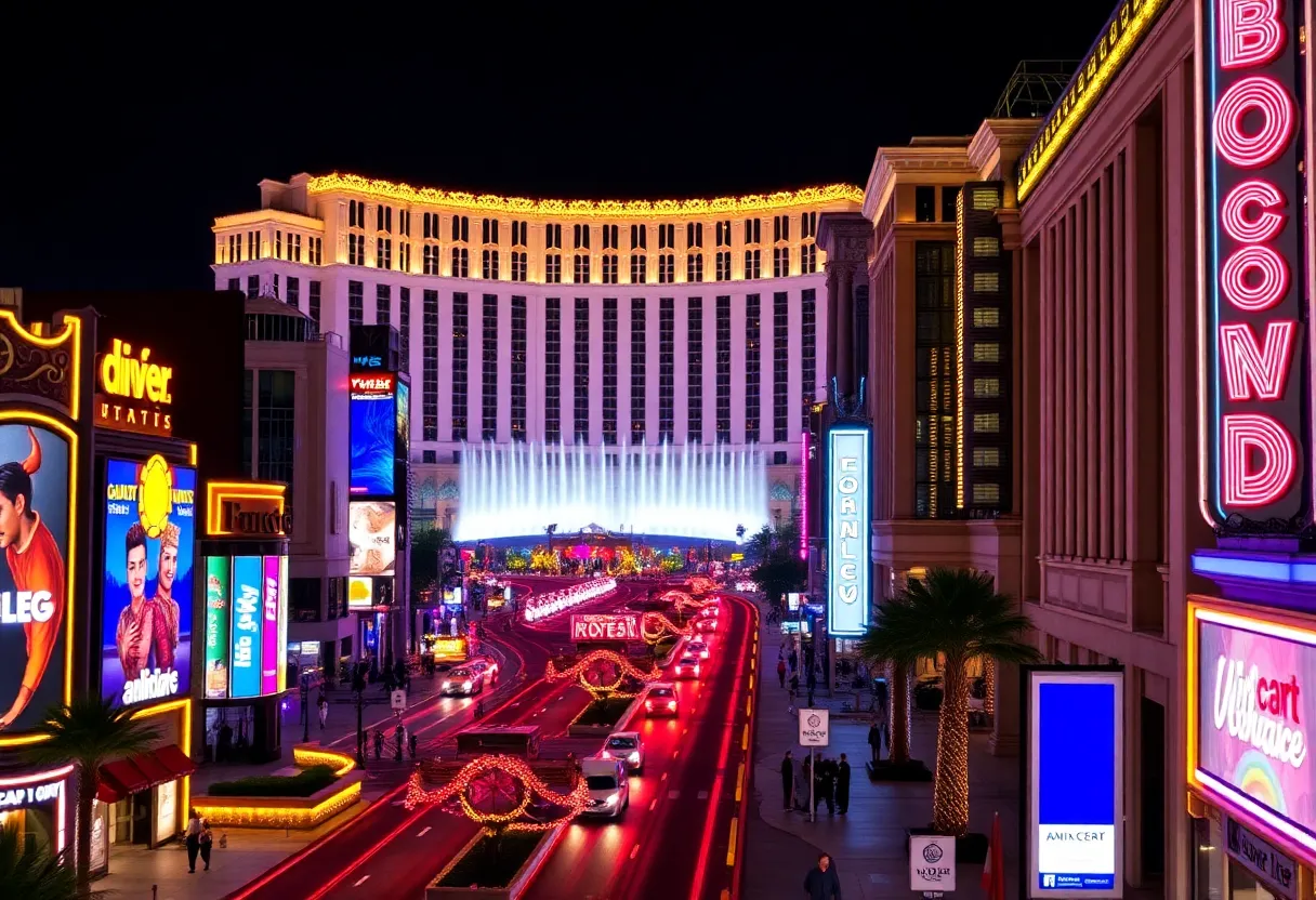 Bright lights of the Las Vegas Strip at night