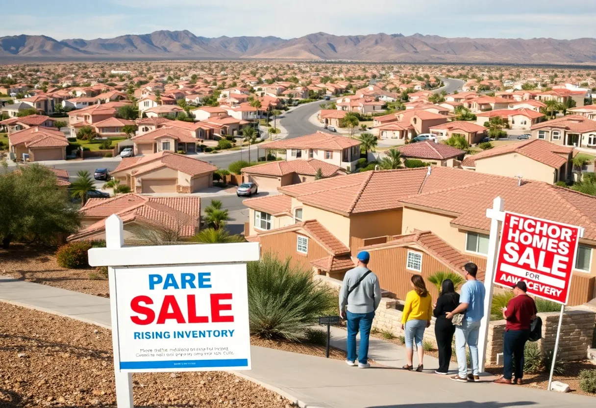 A suburban neighborhood in Las Vegas with homes for sale