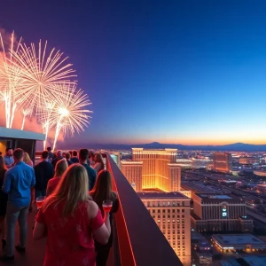 A vibrant rooftop party scene at Legacy Club in Las Vegas
