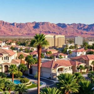 A luxurious neighborhood in Las Vegas with upscale residences.