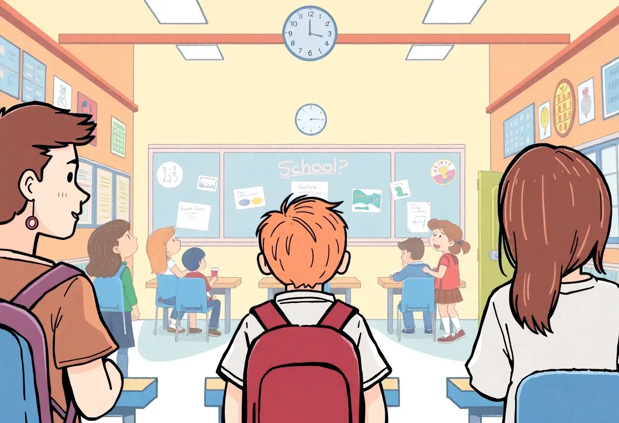 Illustration of a supportive school environment promoting anti-bullying.