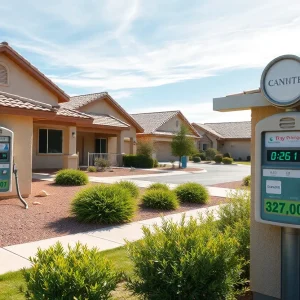 Suburban neighborhood in Nevada showcasing gas meters
