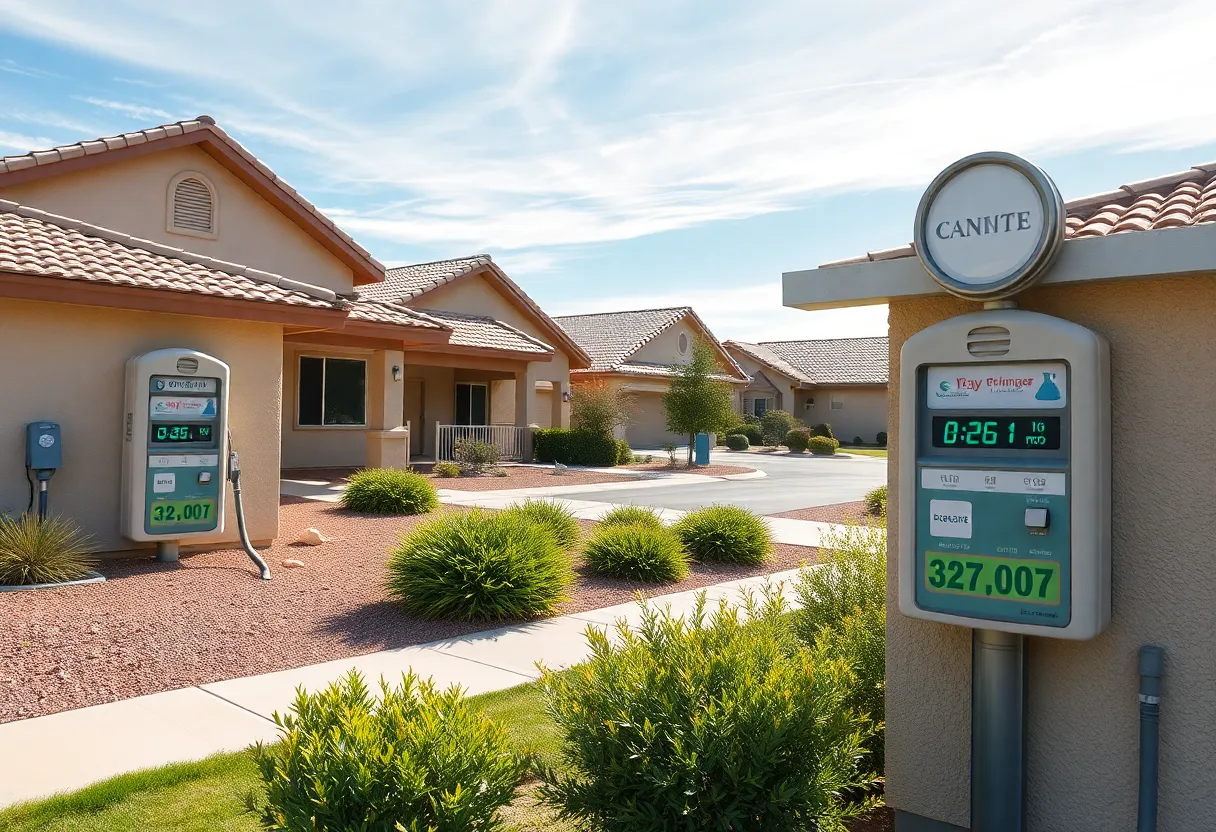 Suburban neighborhood in Nevada showcasing gas meters