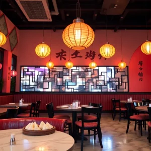 Interior view of Nom Wah restaurant in Las Vegas featuring dim sum dishes