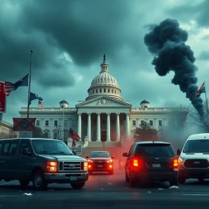 Abstract depiction of political unrest and violence