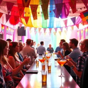 Celebration of Pride Month with decorations and cocktails at a charity event in Las Vegas