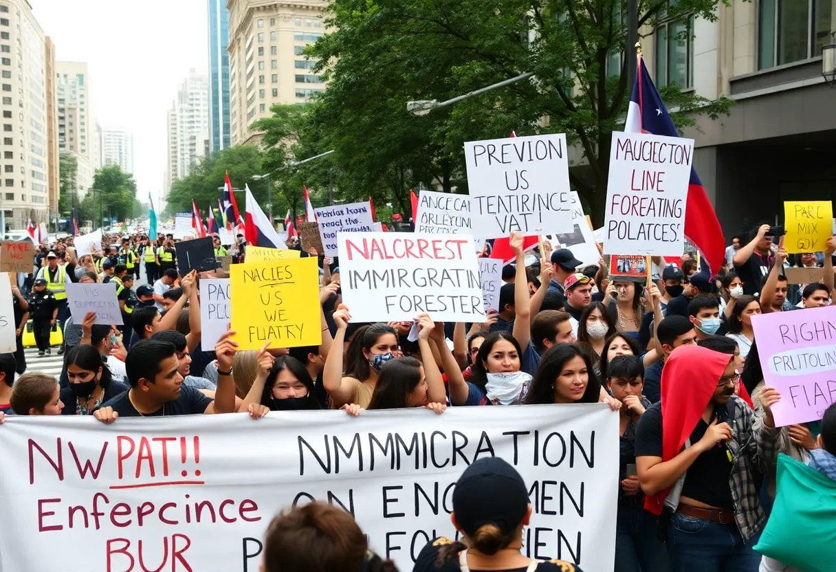 Crowd of protesters against ICE actions in Las Vegas