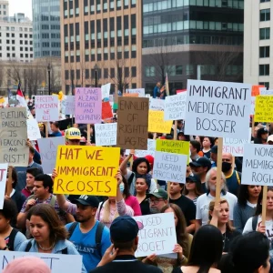 Protesters advocating for immigrant rights in the city