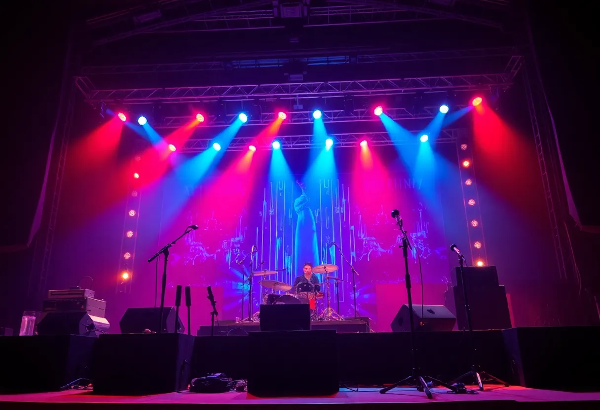 Concert stage with instruments and lights
