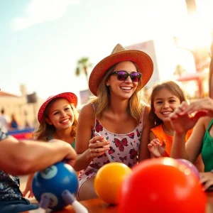 Families participating in summer activities in Las Vegas