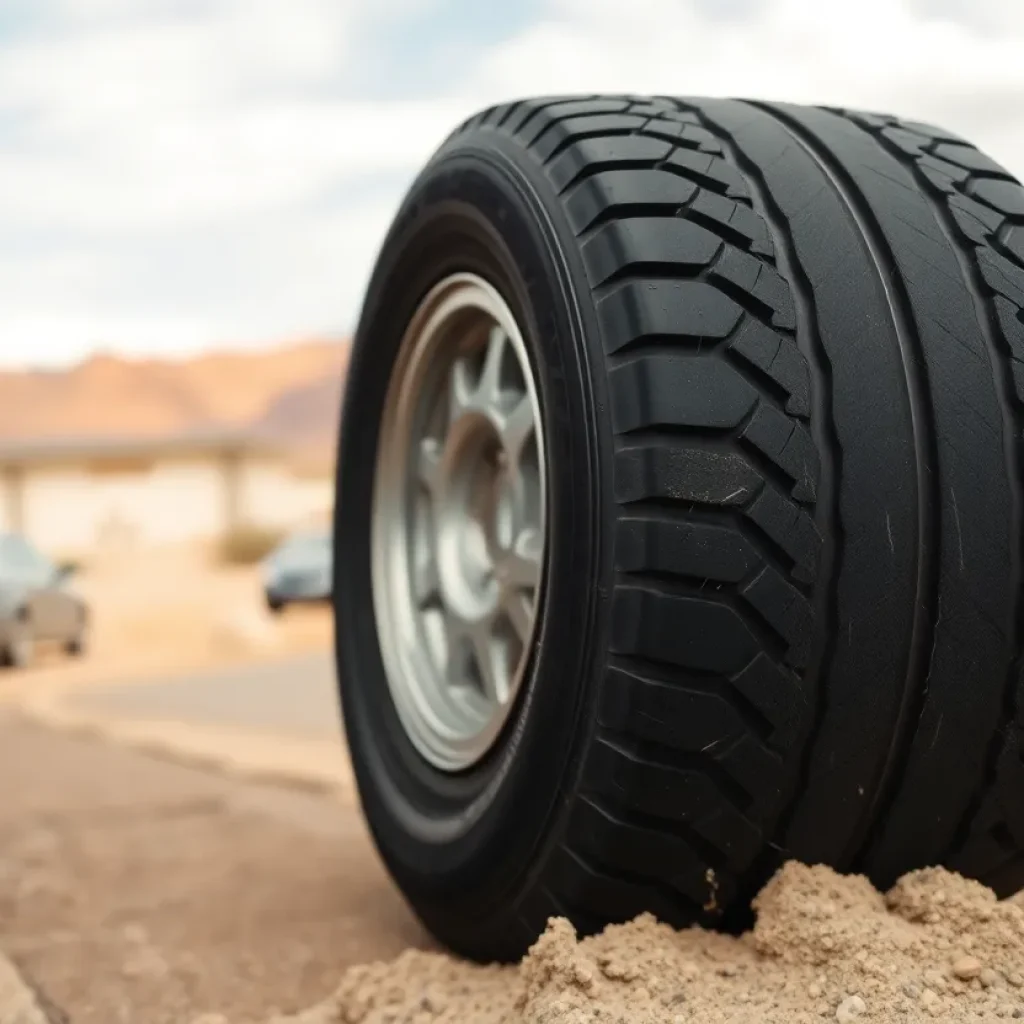 Cracked tire due to extreme heat in Las Vegas