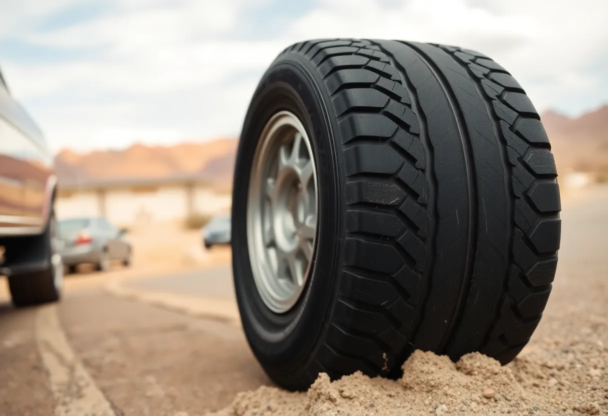 Cracked tire due to extreme heat in Las Vegas