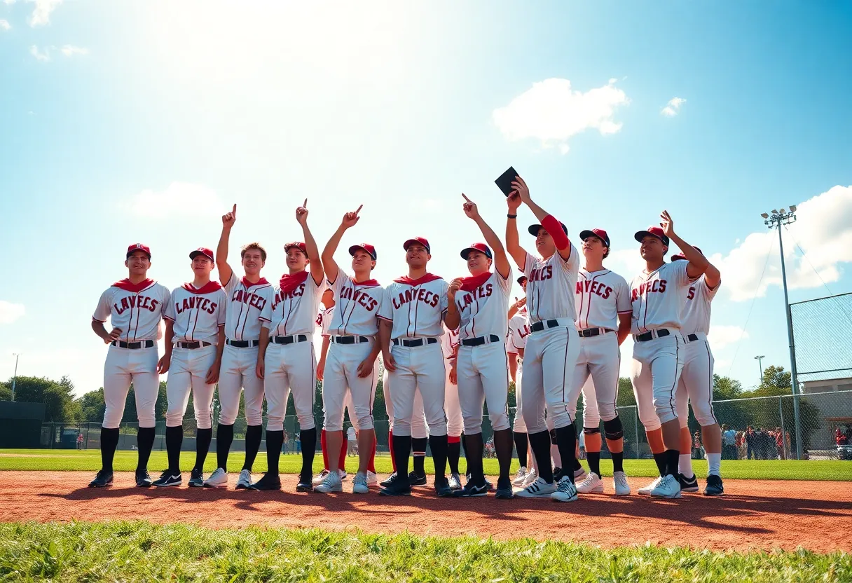 UNLV baseball players celebrating their academic honors.