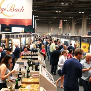 Guests enjoying beverages at UNLVino's 50th anniversary event