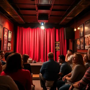 Inside the Wiseguys Comedy Club with audience laughing